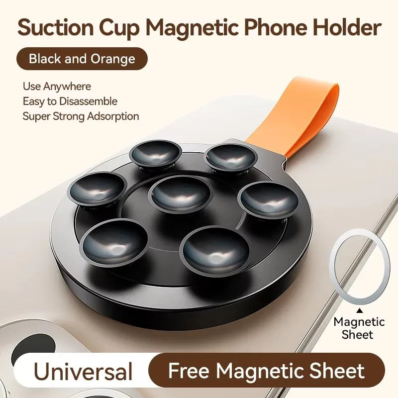 Joyroom Magnetic Suction Cup Phone Mount – Hands-Free Mirror Shower Stand, Silicone Case Holder for iPhone 16 ProMax