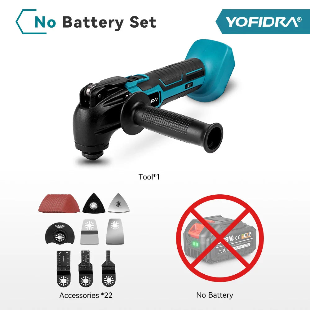 YOFIDRA Cordless Oscillating Multi-Tool – 6-Speed Electric Cutting, Polishing & Trimming Machine for 18V/21V Battery