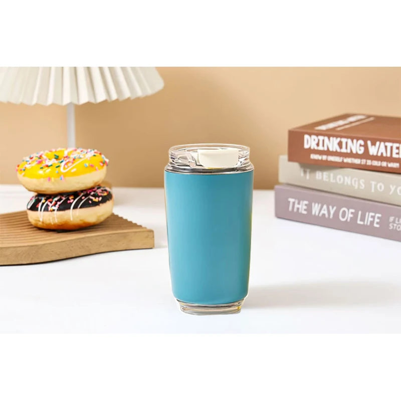 240ml Stainless Steel Insulated Coffee Cup – Vacuum Travel Mug for Car, Portable Hot & Cold Water Bottle Roller Design