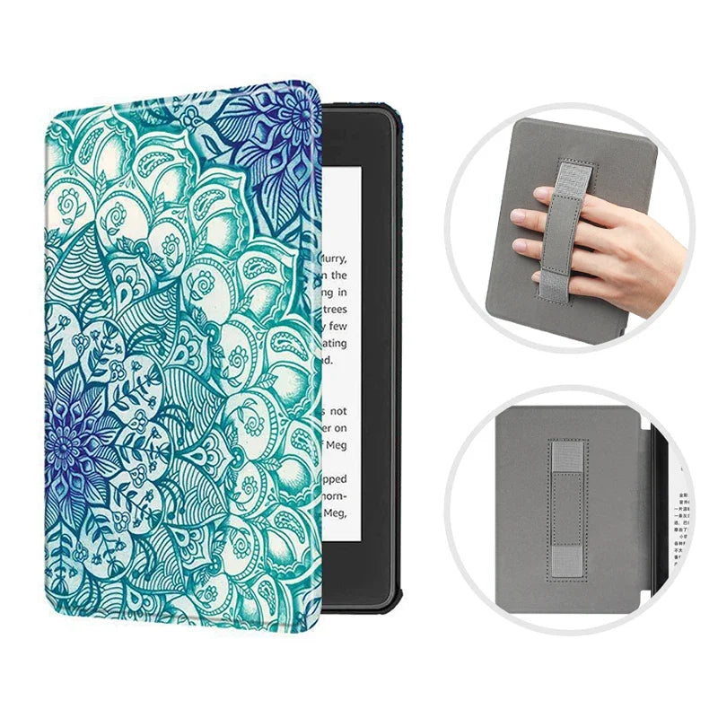 6" Kindle 11th Generation 2024 Case | PU Leather Ebook Cover with Hand Strap & Auto Wake Sleep