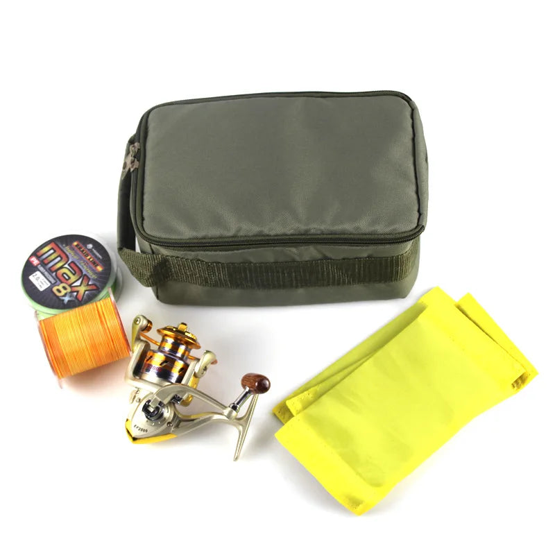 Waterproof Fishing Tackle Bag - Portable Reel Gear Storage Bag with 3 Adjustable Dividers for Spinning & Baitcasting