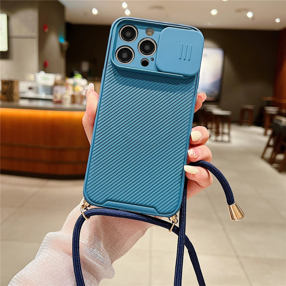Slide Camera Protection Crossbody MagSafe iPhone Case with Lanyard β Magnetic Silicone Cover for iPhone 11β16 Pro/Pro Max
