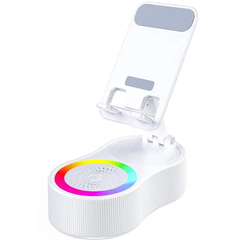 360° Rotatable Phone Stand with Bluetooth Speaker - RGB Light & Height-Adjustable Cell Phone Holder