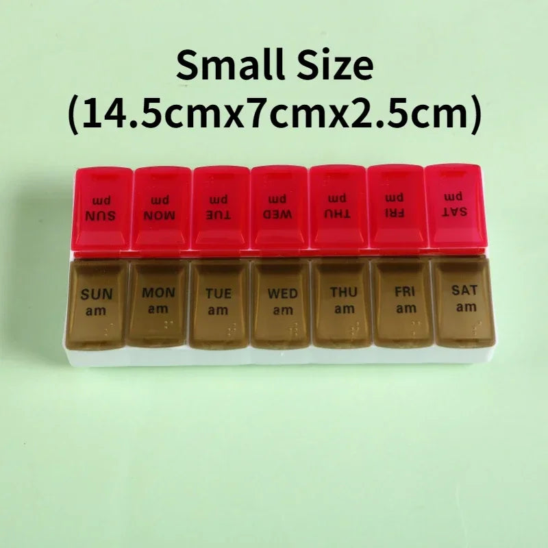 Weekly Travel Pill Organizer Box β 7-Day Portable Medicine & Vitamin Storage with 14 Grid Compartments