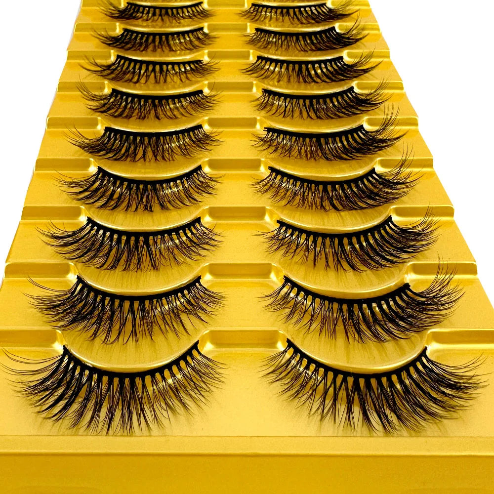 10 Pairs 3D Mink False Eyelashes – Natural Long & Short Fake Lashes Makeup Kit (38 Styles)