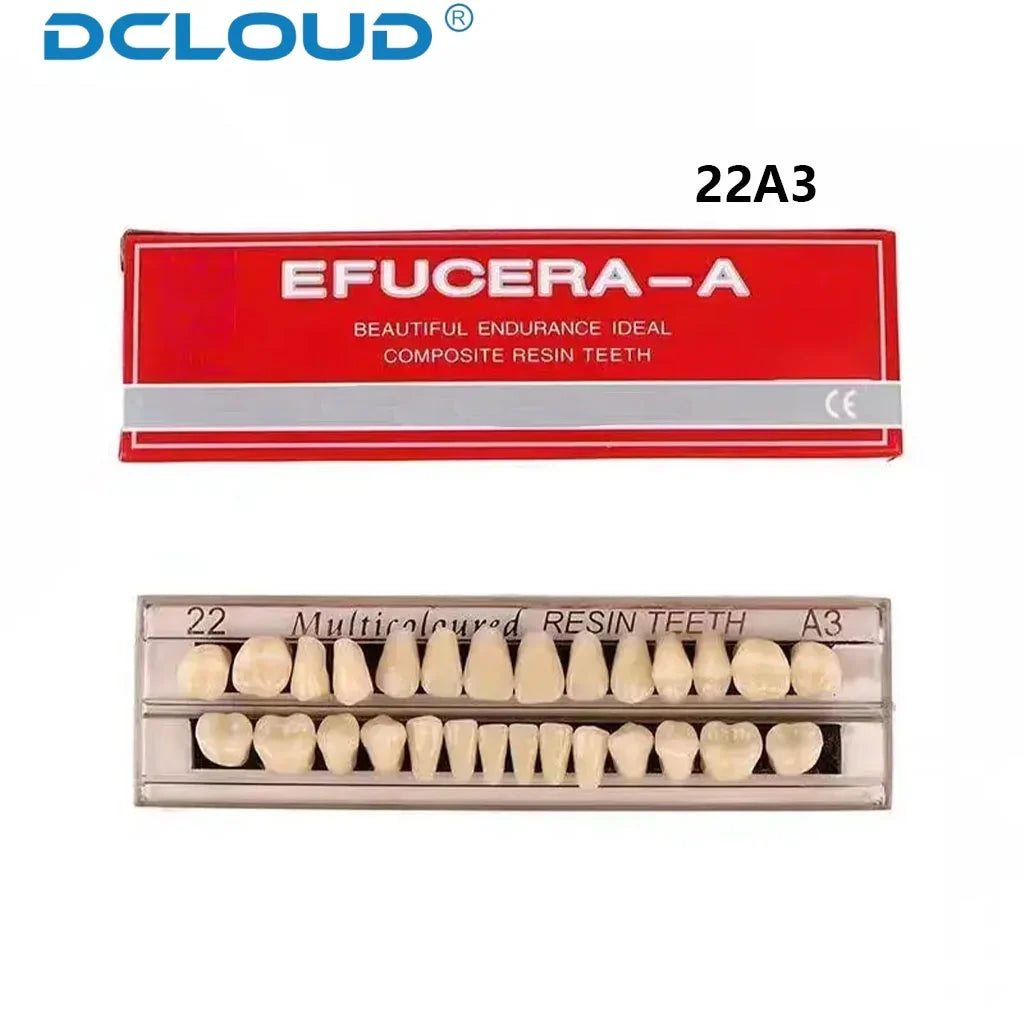 28-Teeth Dental Acrylic Resin Denture Set β Upper & Lower False Teeth Model (A2/A3, Shade 22# & 23#) for Dental Education & Research