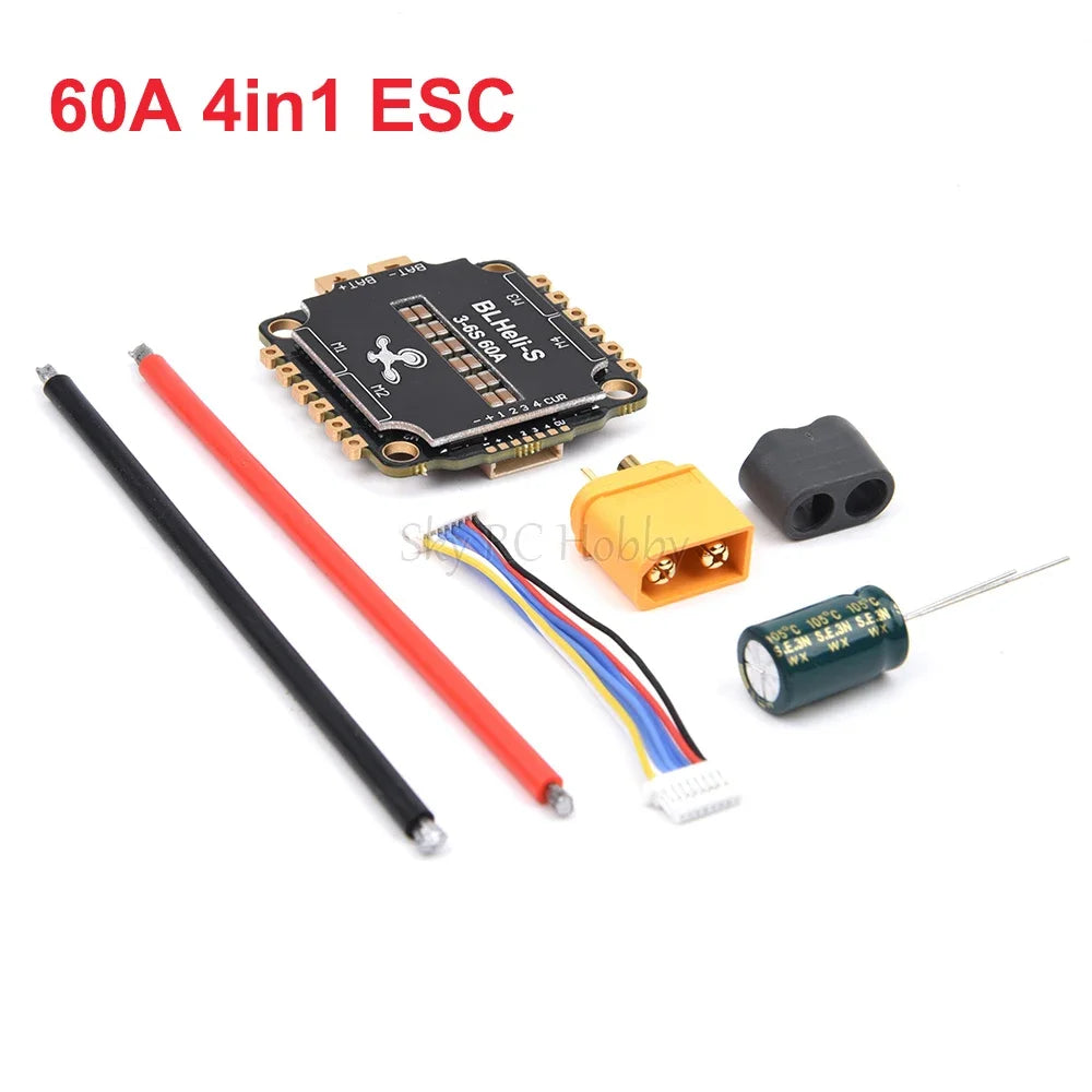 F405/F405HD & F7/F722 Flight Controller Stack with F4 V3S Plus FC + 60A 4-in-1 BLHeli_S ESC – 30.5×30.5mm for RC FPV Racing Drone