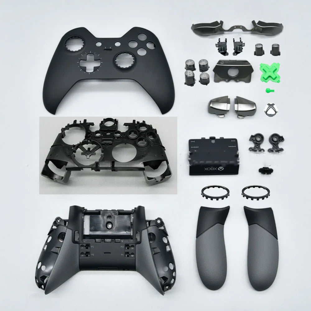 Xbox One Elite Controller 1st Gen Full Housing Shell Replacement Kit – Faceplate, Buttons & Rear Grip Hard Case Set