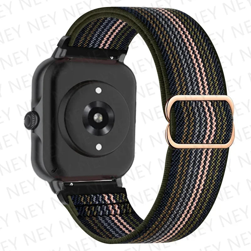 Nylon Elastic Watch Band for Amazfit GTS/GTR 4-3-2, Stratos & Bip Series – Bohemian Shiny Adjustable 20mm/22mm Strap