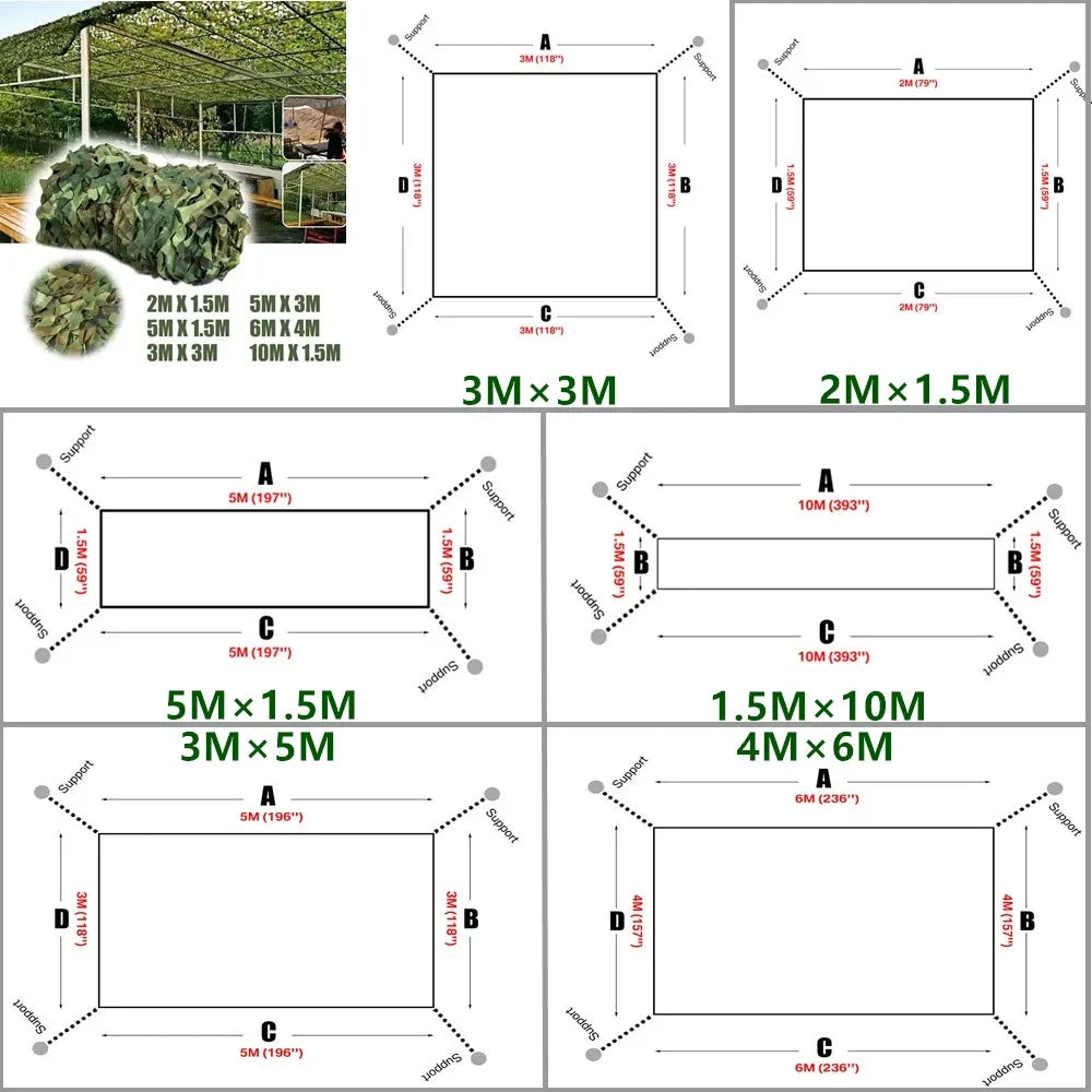 4Mx5M/4Mx6M Hunting Camouflage Net - Woodland Camo Shade Shelter for Camping, Vehicles, Privacy & Outdoor Use