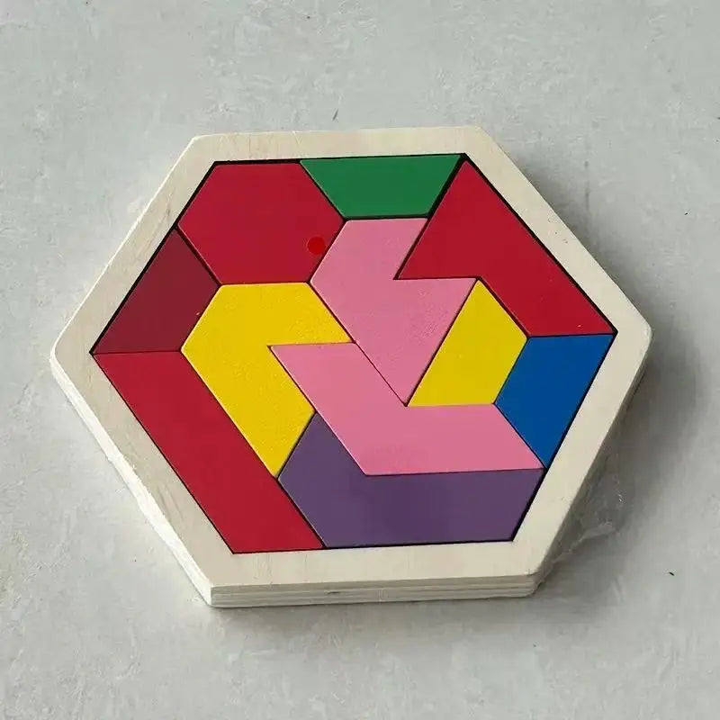 Wooden Geometric Jigsaw Board Puzzle – Non-Toxic Educational Brain Teaser Toy for Kids