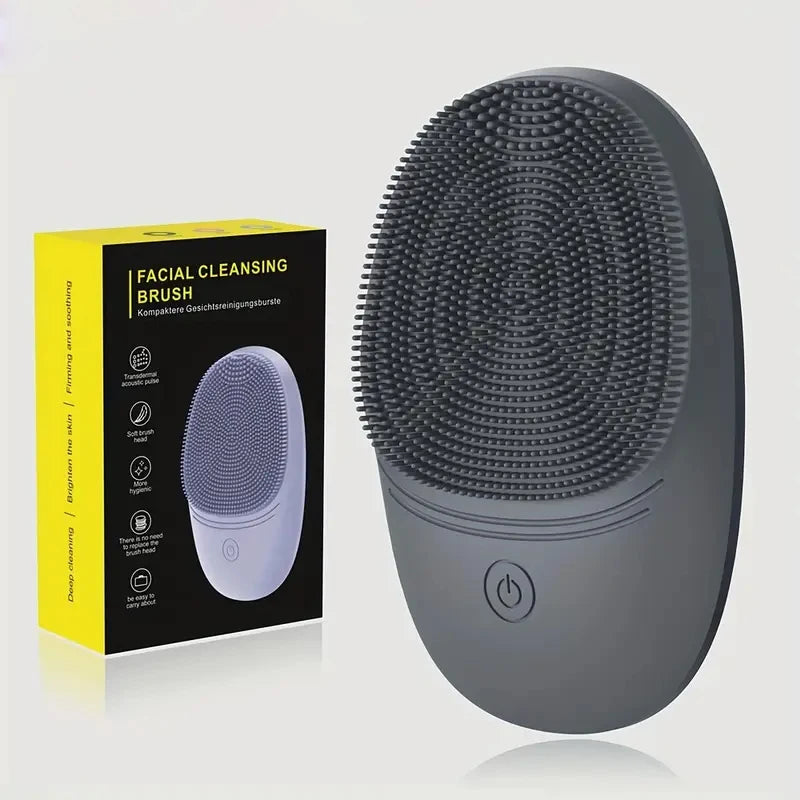 Electric Silicone Facial Cleansing Brush - Sonic Vibration Deep Cleansing Face Wash Tool