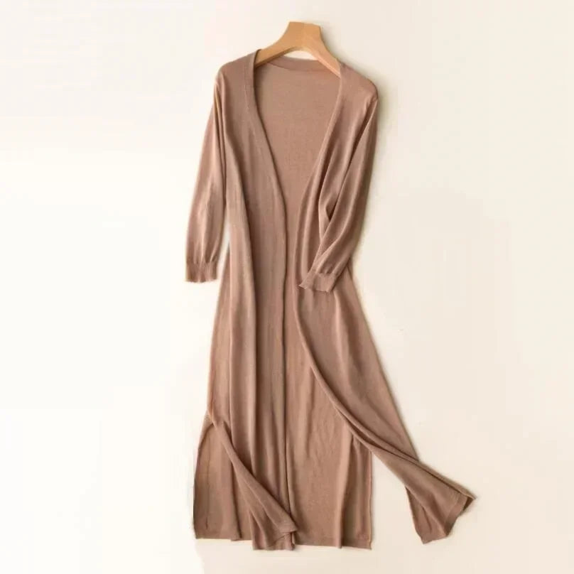 New Spring/Summer Sun Protection Clothing – Women's Long Knitted Cardigan, Sweater Coat, Jacket, and Ladies Shawl Outerwear