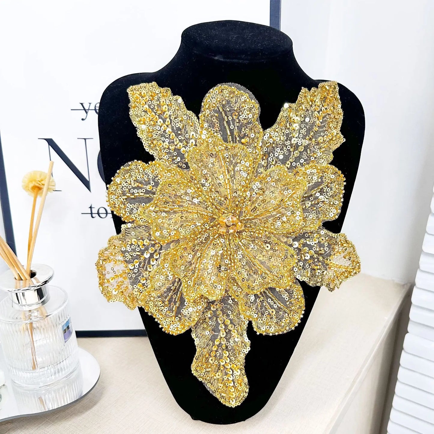White Multi-Layer Lace Sequin 3D Flower Patch β DIY Clothing Decorative Applique