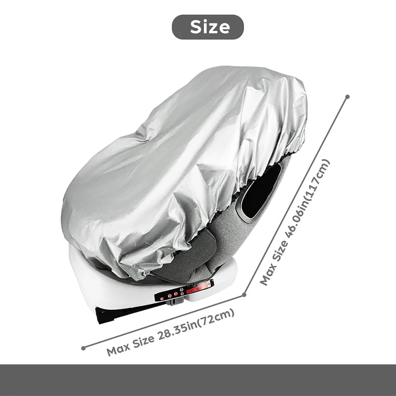 Silver Baby Car Seat Sun Shade - Universal UV Protection Cover for Heat Blocking & Travel Safety