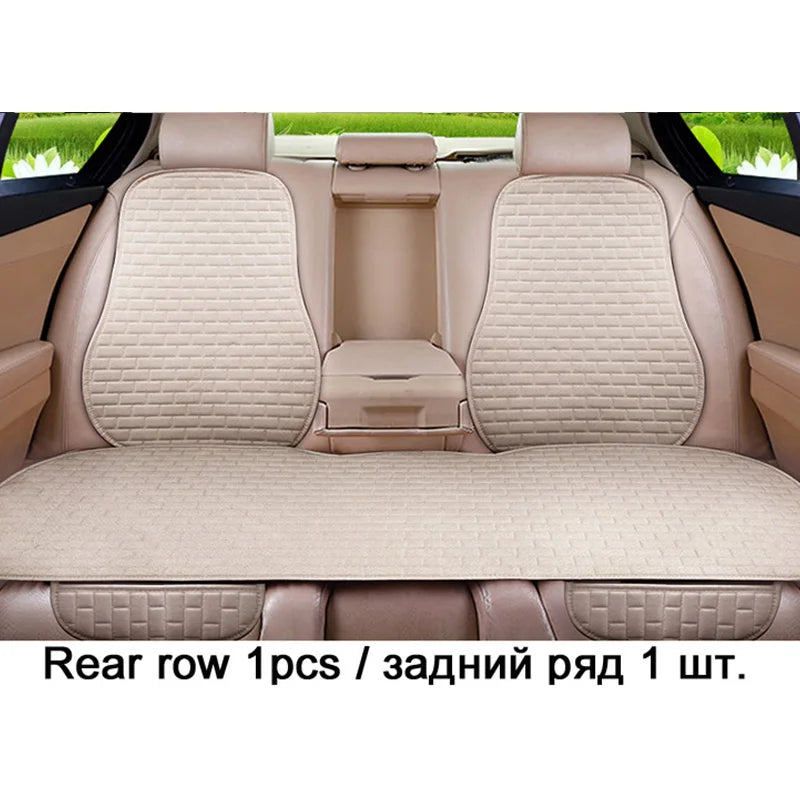Universal Car Flax Seat Cushion Protector - Front and Rear Seat Cover Pad with Backrest Mat for Automotive Interiors