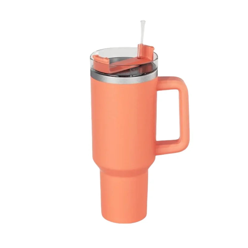 40oz Stainless Steel Insulated Water Bottle with Handle – Cold-keeping Tumbler with Lid, Straw, and Mug for Summer Outdoor Activities