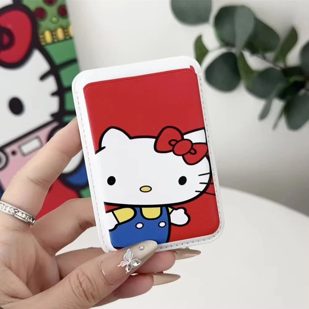 INS MagSafe Hello Kitty Wallet Card Holder Case for iPhone 17 / 16 / 15 / 14 / 13 Air Pro Max β Magnetic Card Clip Slim Wallet Phone Cover for Girls Gift Style Accessory