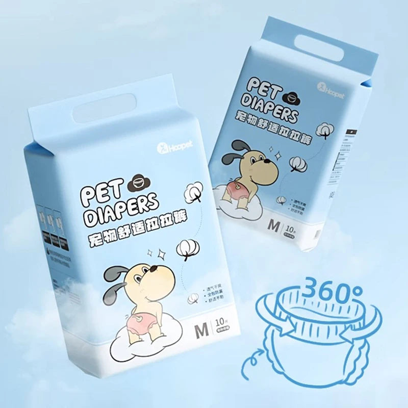 HOOPET Disposable Pet Diapers - 10-Piece Breathable Leakproof Pants for Dogs and Cats