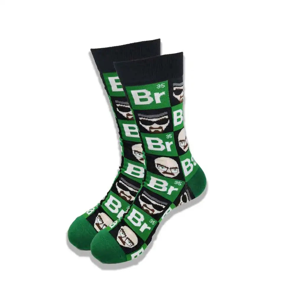 Men's Cartoon Character Crew Socks - Fun Novelty Cotton Casual Socks