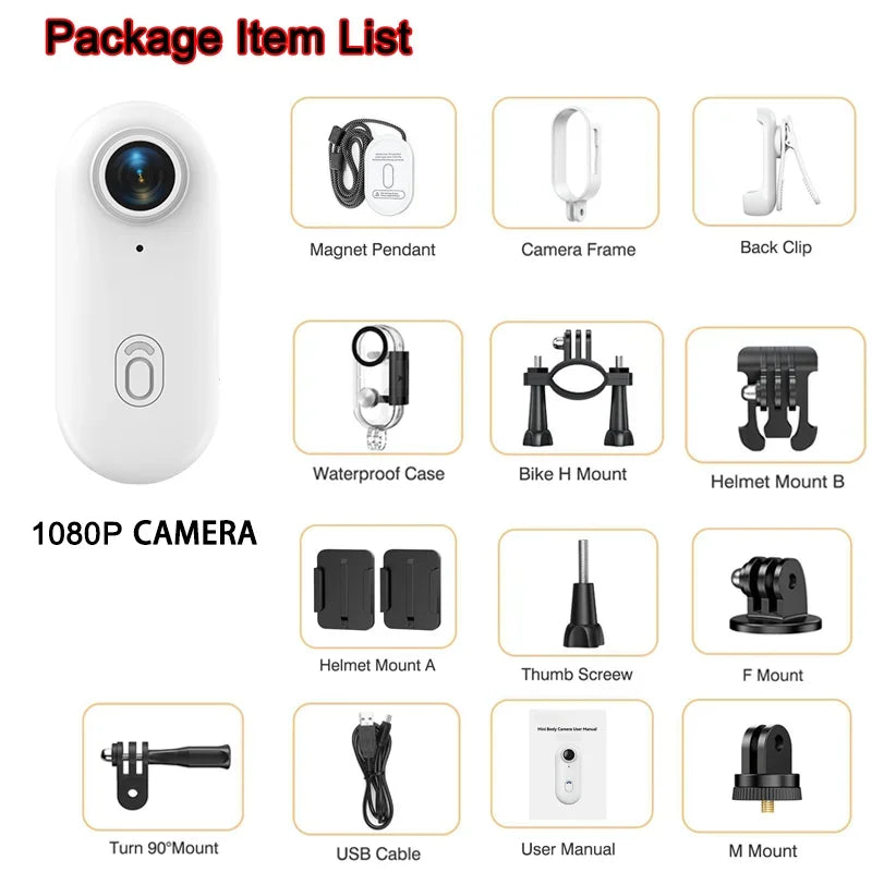 Pocket 4K Mini Magnetic Camera – Wearable Waterproof WiFi Cam for Cycling, Vlogging & Home Use