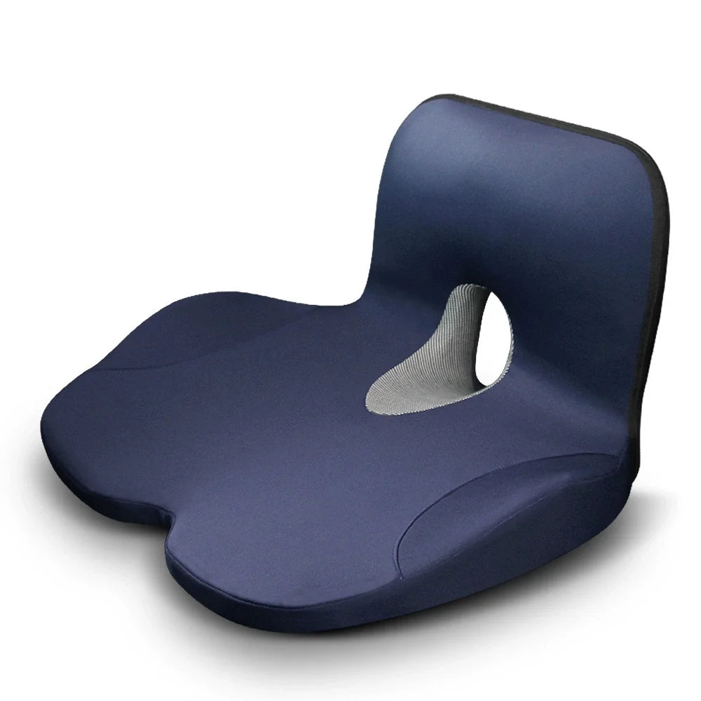 Memory Foam Seat Cushion & Back Support Pillow Set — Orthopedic Ergonomic Coccyx, Hip, and Lumbar Relief for Office Chair & Car