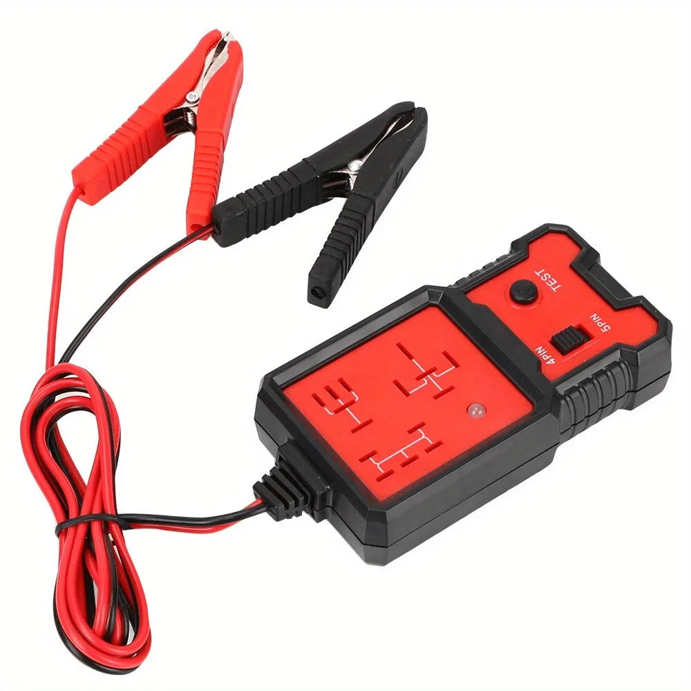12V Automotive Relay Tester - Portable Car Relay Diagnostic Tool with Battery Clips