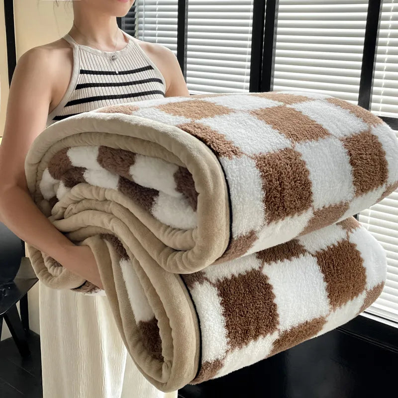 Grade A Half-Side Fleece Blanket — Soft Fluffy Autumn & Winter Throw for Sofa, Napping, and Warm Shawl