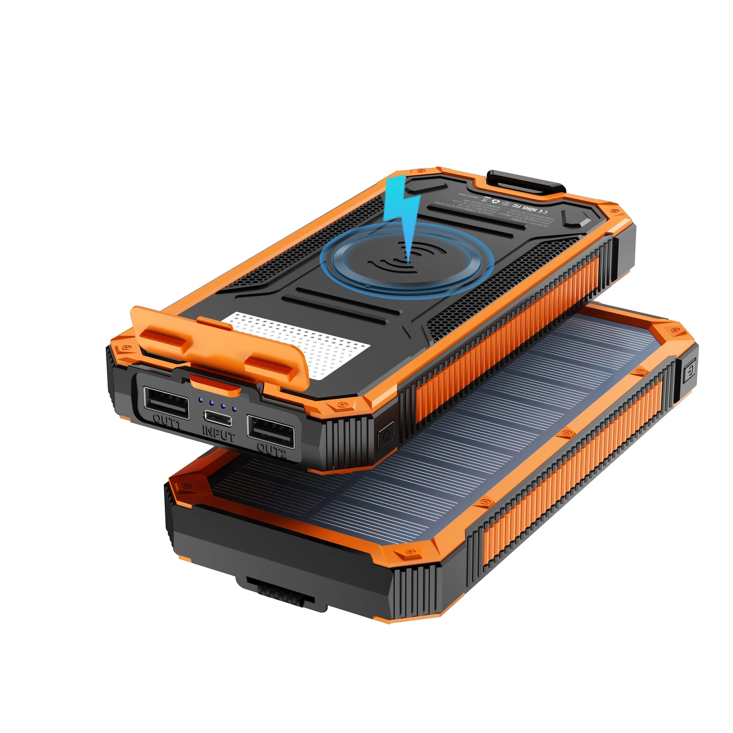 20,000mAh Solar Power Bank - Portable Wireless Charger with USB-C Input/Output & Camping Flashlight