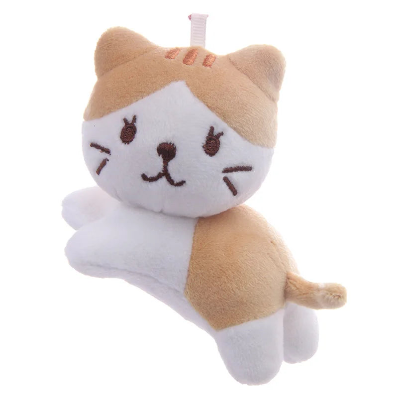 Six-Color Cute Cartoon Cat Plush Pendant - Tilt-Head Kitten Doll for Backpacks, Christmas, Halloween, and Gifts