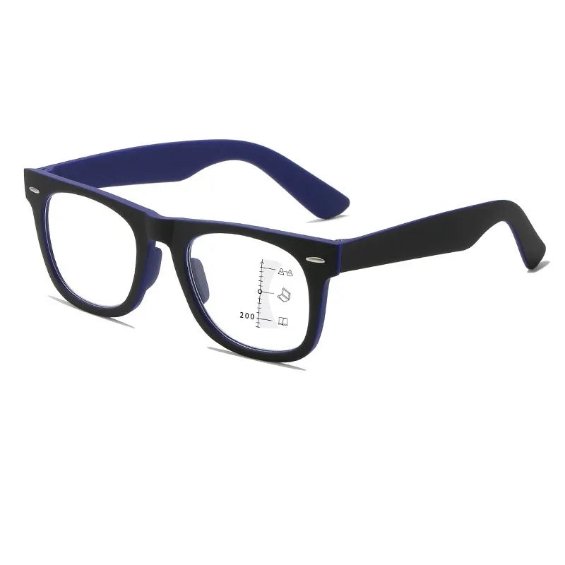 HD Progressive Multifocal Reading Glasses β Vintage Square Anti-Blue Light Eyewear for Men & Women