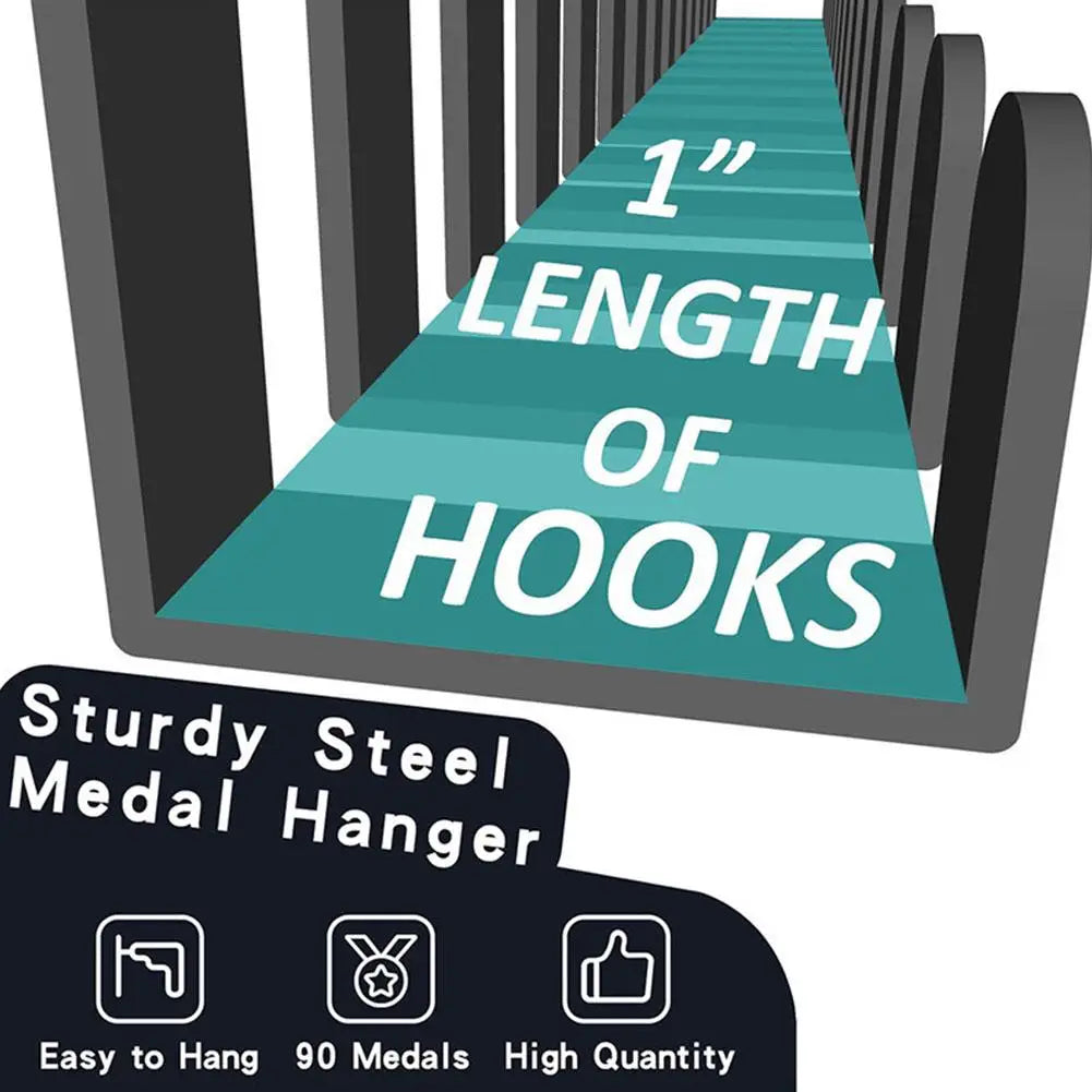 Sports Medal Display Rack โ Metal Hanger Holder Organizer for Football, Basketball, Volleyball, and Ribbon Medals