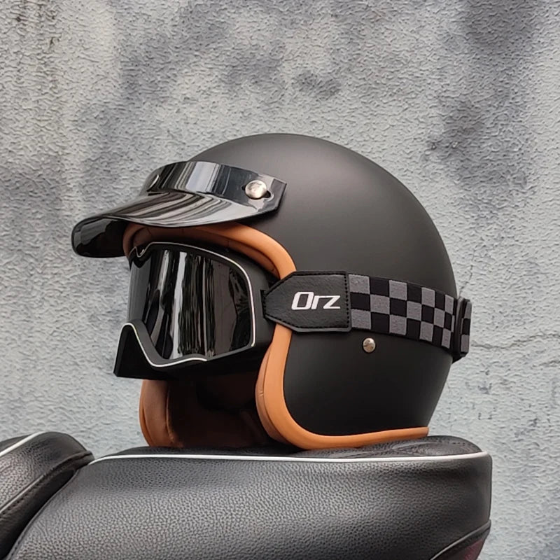 Retro 3/4 Semi-Open Motorcycle Helmet — Cross-Country Winter Riding Accessories