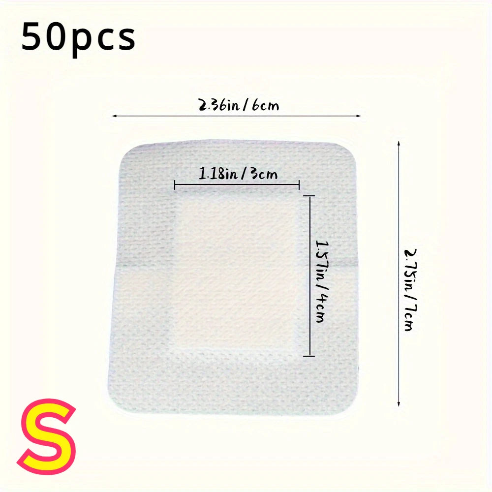 50-Piece Large Wound Dressing Bandages - Hypoallergenic Non-Woven Adhesive First Aid Pads, 6 × 7 cm