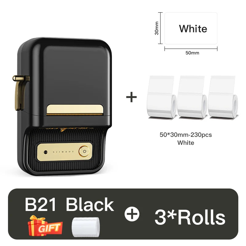 NIIMBOT B21 Portable Thermal Printer – 1500mAh Wireless Sticker Printer with Self-Adhesive Labels for Barcode, Clothing & Jewelry