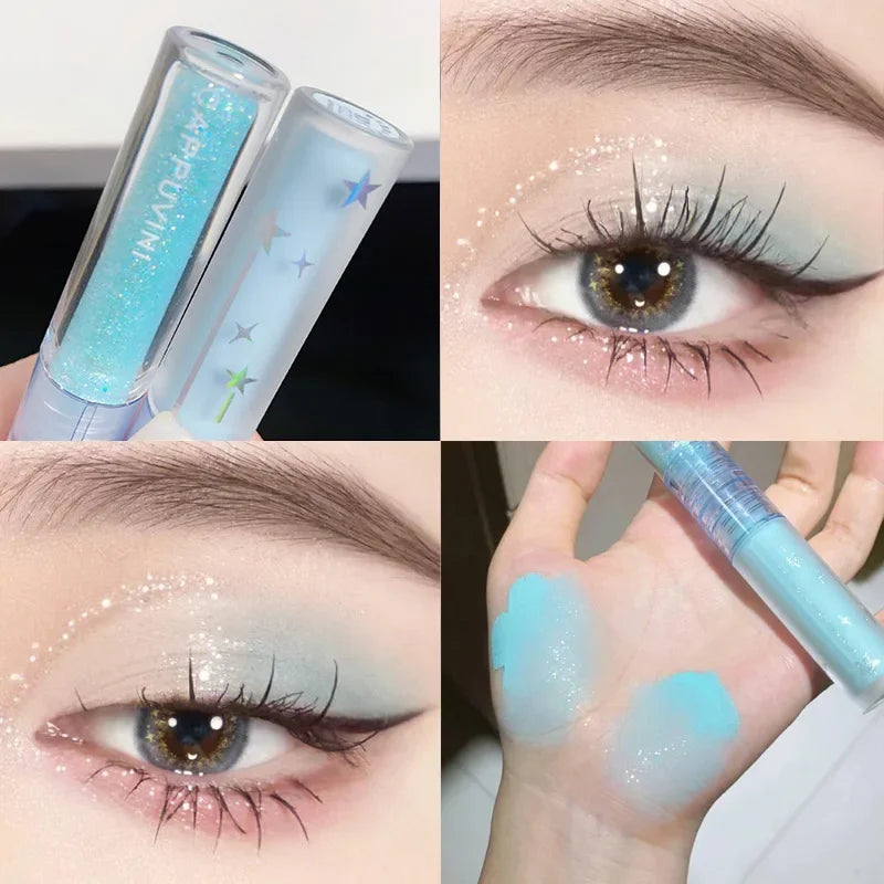 2-in-1 Double Head Glitter Liquid Eyeshadow – Waterproof Matte Blue Green Lightweight Summer Eye Makeup