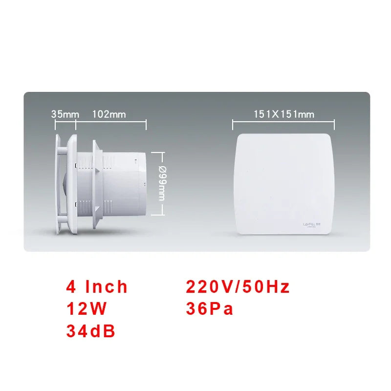 4/6 Inch High-Speed Exhaust Fan – Hanging Wall & Window Ventilator for Toilet, Kitchen, Bathroom