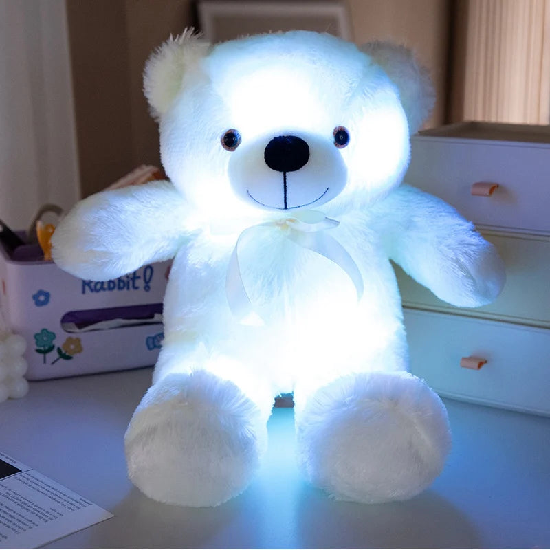 Colorful Glowing Bear Plush Toy – LED Light-Up Teddy Bear, Creative Luminous Stuffed Animal for Kids, Xmas & Birthday Gift