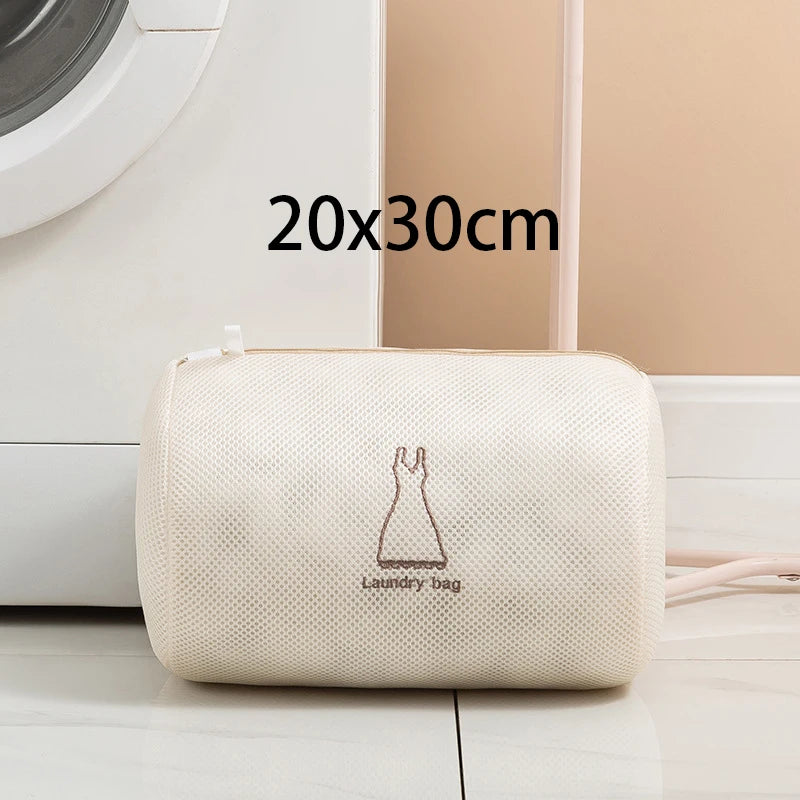 7Pcs Fine Mesh Laundry Bag Set – Embroidery Print Washing Pouches for Clothes, Household Washing Machine Bags