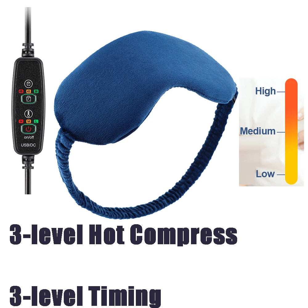 3-Level Electric Steam Eye Mask — Hot Compress, 3D Massage, Smart Temperature & Timing, Sleep Shading & Eye Relief
