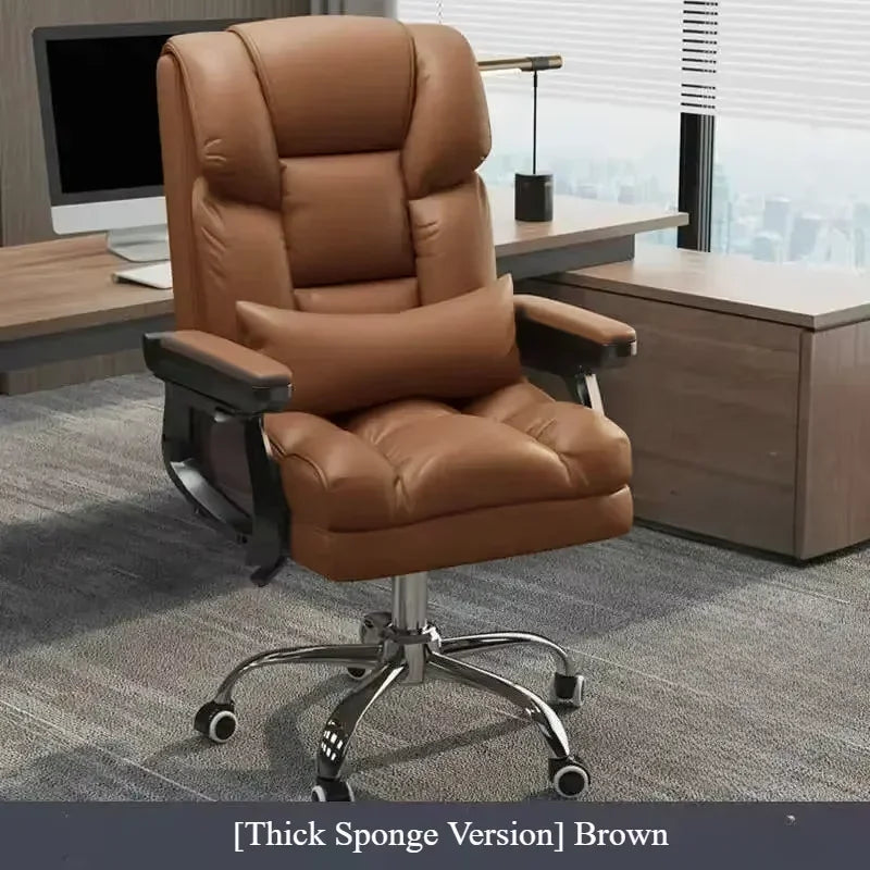 Modern Ergonomic Leather Office Chair - Swivel Computer Desk Chair with Cushioned Seat for Home & Office