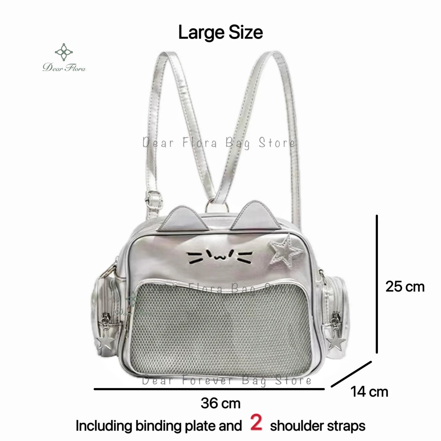 Y2K Korean Kawaii Cat Ita Bag — Cute PU Transparent Shoulder & Crossbody Bag for Girls, Harajuku Style Backpack