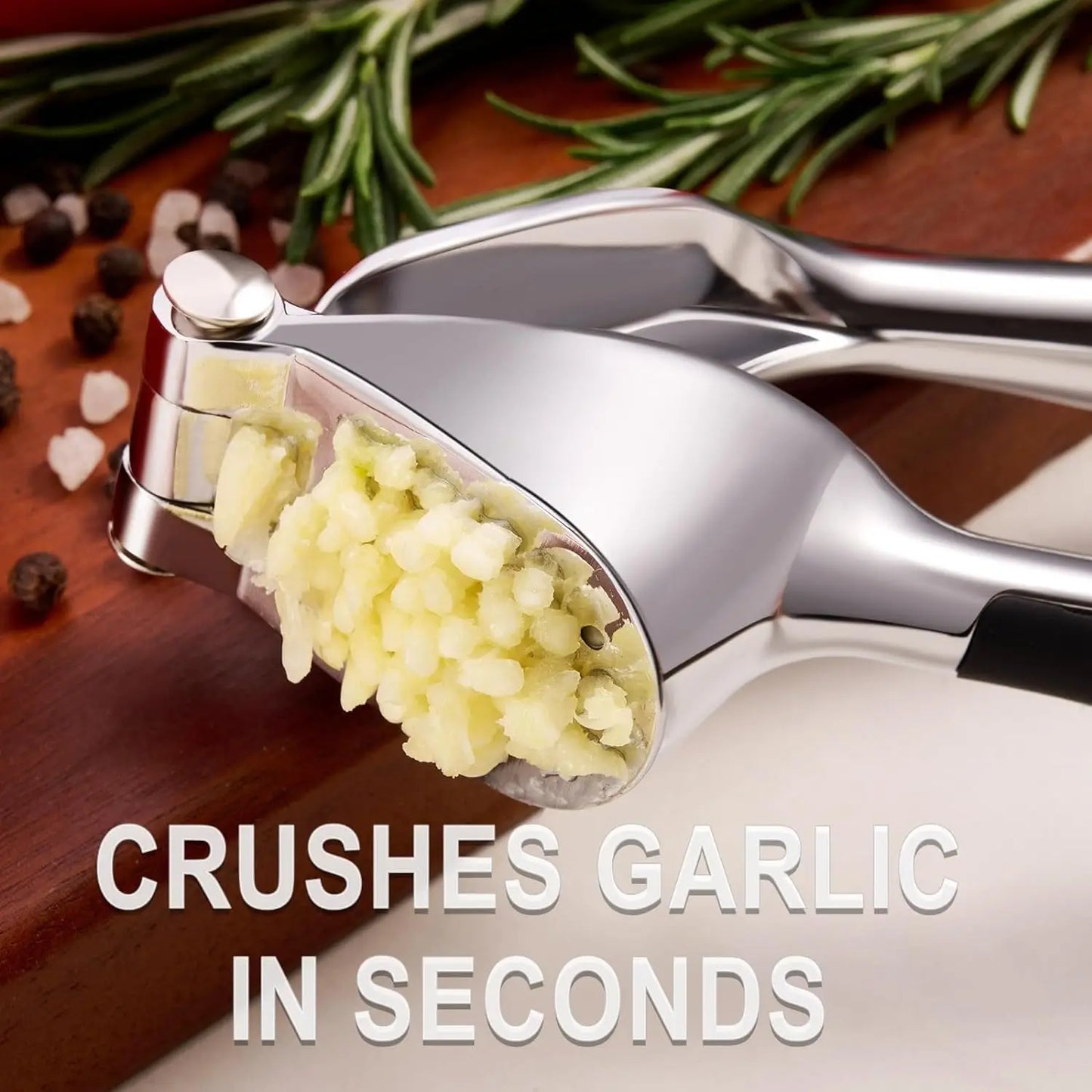 Ergonomic Garlic Press and Mincer – Easy Squeeze Zinc Alloy Garlic Crusher with Comfortable Handle