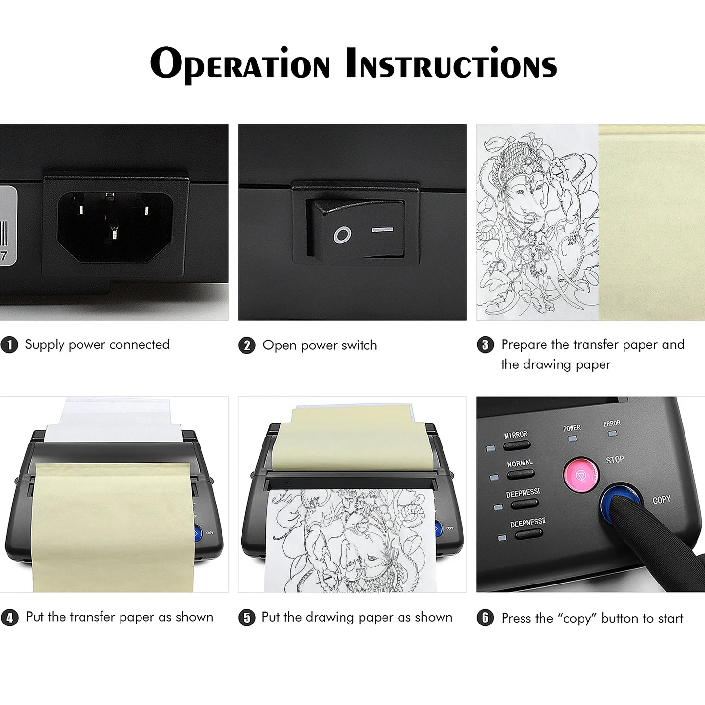 Tattoo Transfer Machine - Thermal Stencil Copier Printer for Tattoo Photos & Transfer Paper, Ideal for Beginners