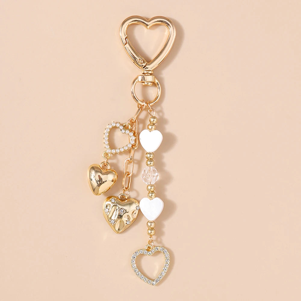 Cute Bowknot Heart Keychain - Crystal Pearl Pendant Charm for Women, Girls & Handbag Decoration
