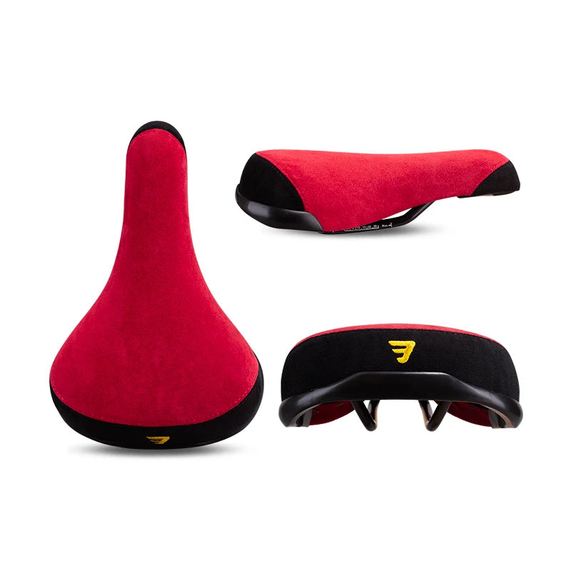 Funsea Bicycle Saddle – 2-Tone Flannelette Bike Seat with Embroidered Logo, 8mm Rail