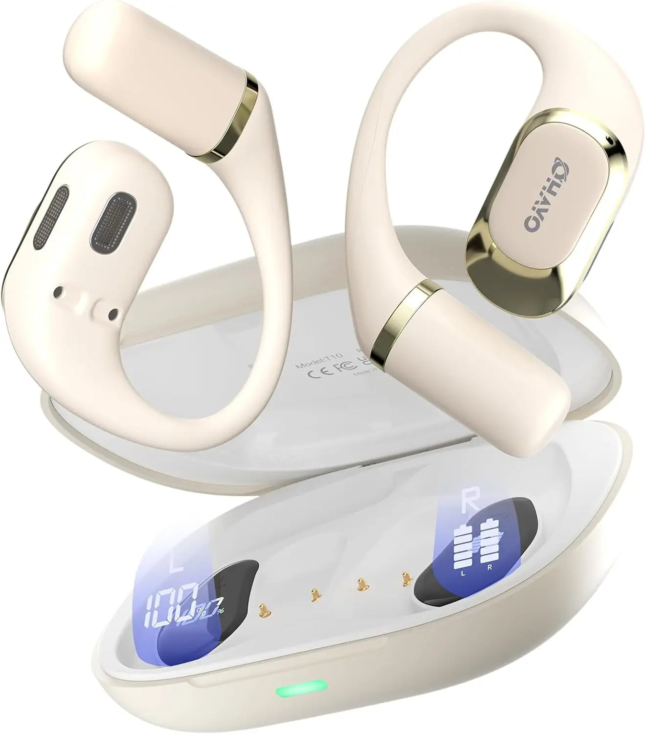 Ohayo Open-Ear Earphones - Bluetooth 5.4 Air Conduction Wireless Sports Earbuds IPX6 Waterproof Headphones With Mic