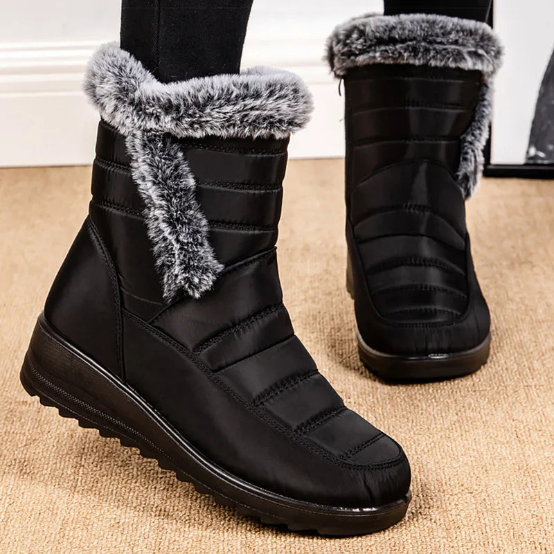 Women’s Snow Boots 2025 – Super Warm Winter Shoes with Low Heels and Fur, Stylish Botas Mujer Footwear