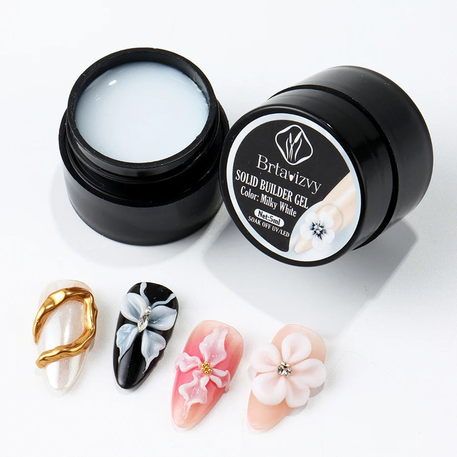 5ml Pearl White 3D Nail Sculpting Gel - Non-Stick Flower Carving Gel for DIY Nail Art