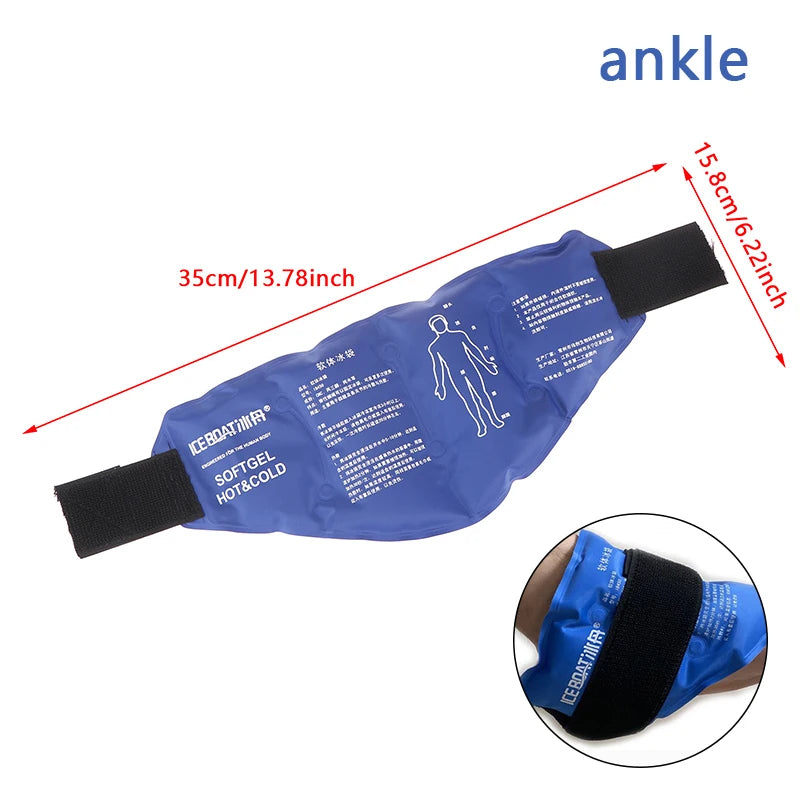 Ankle Ice Pack Brace Wrap — Reusable Hot & Cold Therapy Gel Support for Sprains & Pain Relief